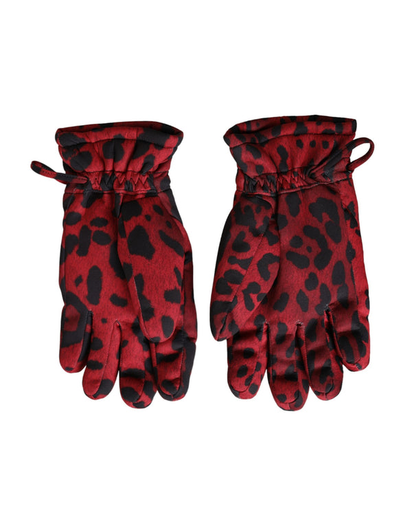 Red Leopard Logo Wrist Length Gloves Dolce & Gabbana