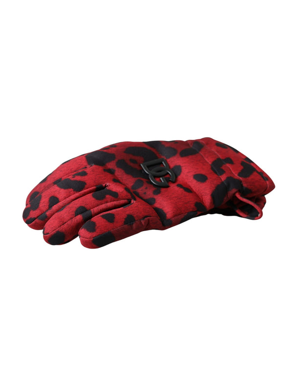 Red Leopard Logo Wrist Length Gloves Dolce & Gabbana