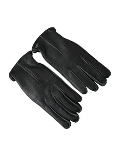 Black Deer Leather Wrist Length Gloves Dolce & Gabbana