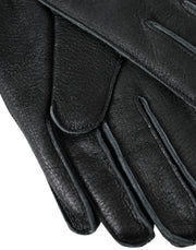 Black Deer Leather Wrist Length Gloves Dolce & Gabbana