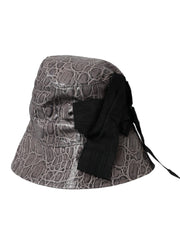 Black Gray Patterned Leather Bucket Hat Dolce & Gabbana