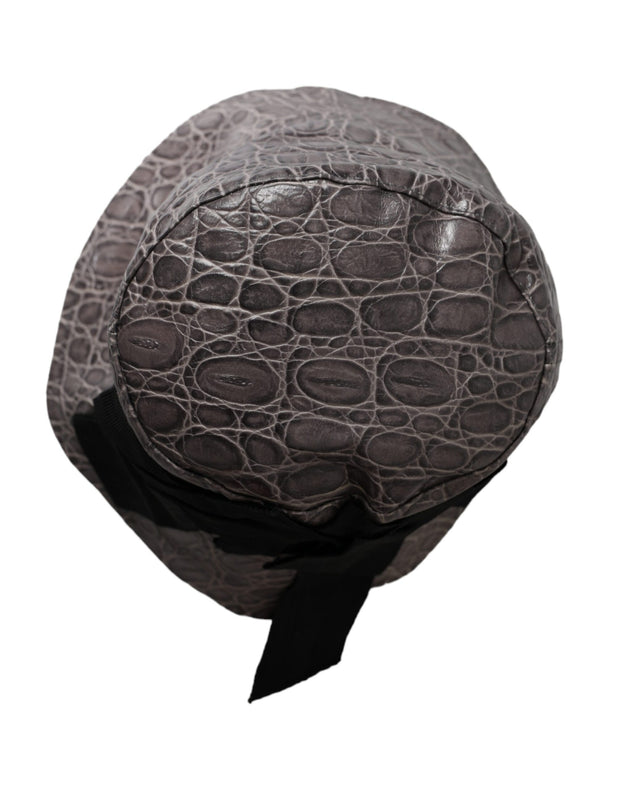 Black Gray Patterned Leather Bucket Hat Dolce & Gabbana