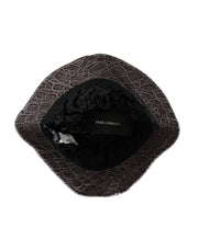 Black Gray Patterned Leather Bucket Hat Dolce & Gabbana