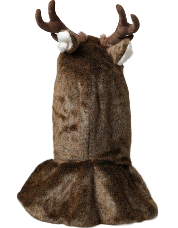 Brown Deer Faux Fur Whole Head Hat Dolce & Gabbana