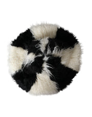 Black White Stripes Mohair Fur Bucket Hat Dolce & Gabbana