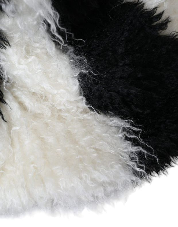 Black White Stripes Mohair Fur Bucket Hat Dolce & Gabbana