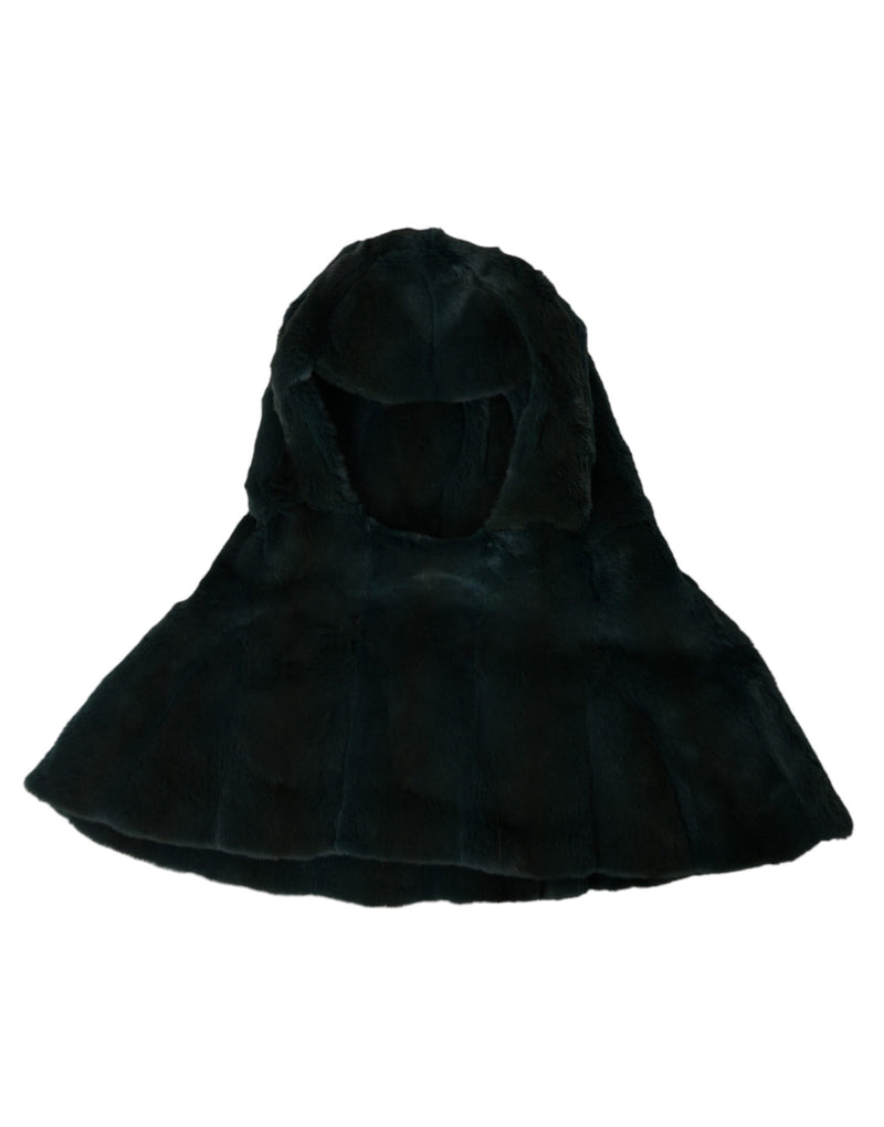 Black Weasel Fur Whole Head Wrap Hat Dolce & Gabbana