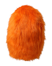 Orange Faux Fur Whole Head Wrap Hat Dolce & Gabbana