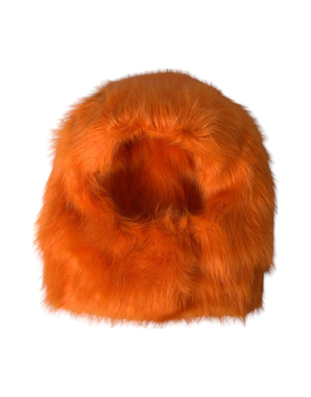 Orange Faux Fur Whole Head Wrap Hat Dolce & Gabbana