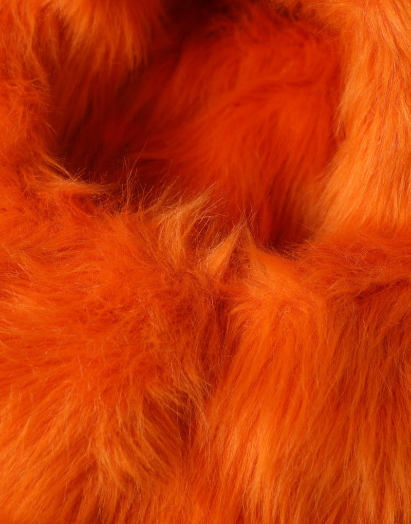 Orange Faux Fur Whole Head Wrap Hat Dolce & Gabbana