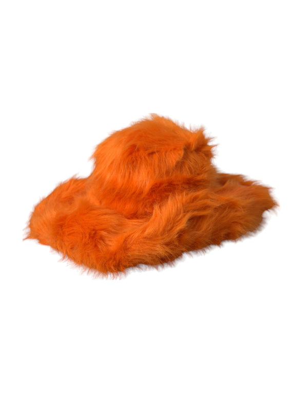 Orange Faux Fur Polyester Fedora Hat Dolce & Gabbana