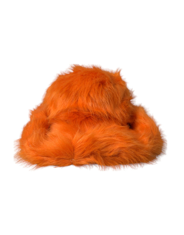 Orange Faux Fur Polyester Fedora Hat Dolce & Gabbana