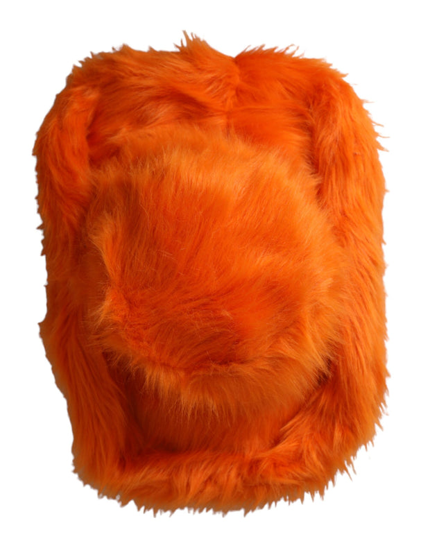 Orange Faux Fur Polyester Fedora Hat Dolce & Gabbana