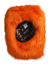 Orange Faux Fur Polyester Fedora Hat Dolce & Gabbana