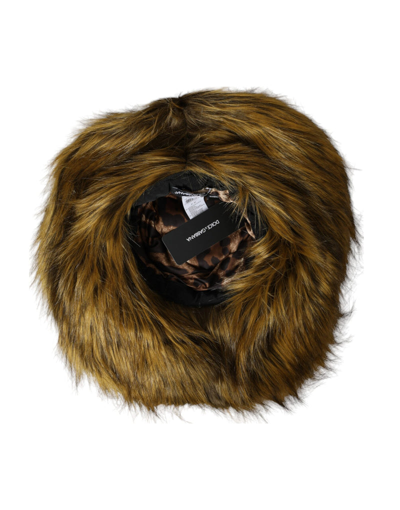 Brown Modacrylic Faux Fur Bucket Hat Dolce & Gabbana