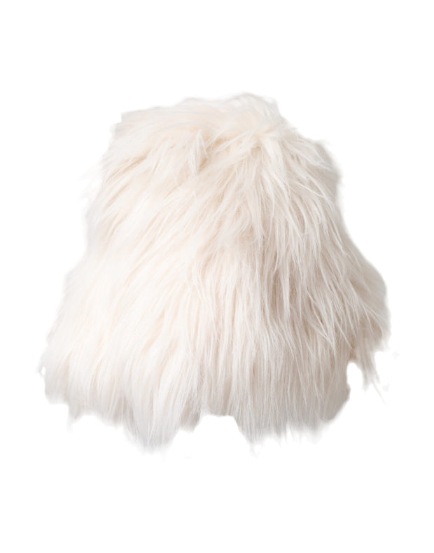 White Acrylic Fur Womens Bucket Hat Dolce & Gabbana