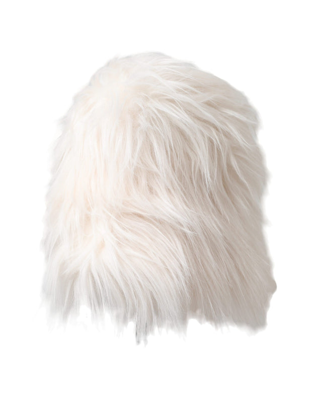 White Acrylic Fur Womens Bucket Hat Dolce & Gabbana