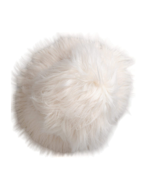 White Acrylic Fur Womens Bucket Hat Dolce & Gabbana