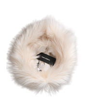 White Acrylic Fur Womens Bucket Hat Dolce & Gabbana