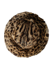 Brown Leopard Fur Women Bucket Hat Dolce & Gabbana