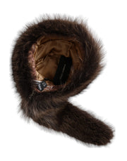 Women Brown Raccoon Fur Bucket Hat Dolce & Gabbana