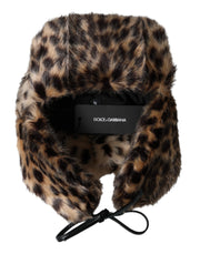 Multicolor Leopard Fur Trapper Women Hat Dolce & Gabbana