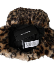 Multicolor Leopard Fur Trapper Women Hat Dolce & Gabbana