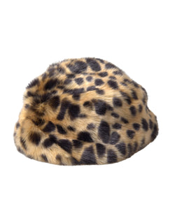 Brown Leopard Fur Women Bucket Hat Dolce & Gabbana