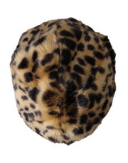 Brown Leopard Fur Women Bucket Hat Dolce & Gabbana