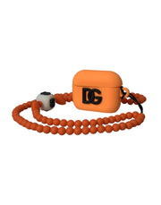 Orange Silicone Rubber Logo Beaded Strap Airpods Case Dolce & Gabbana