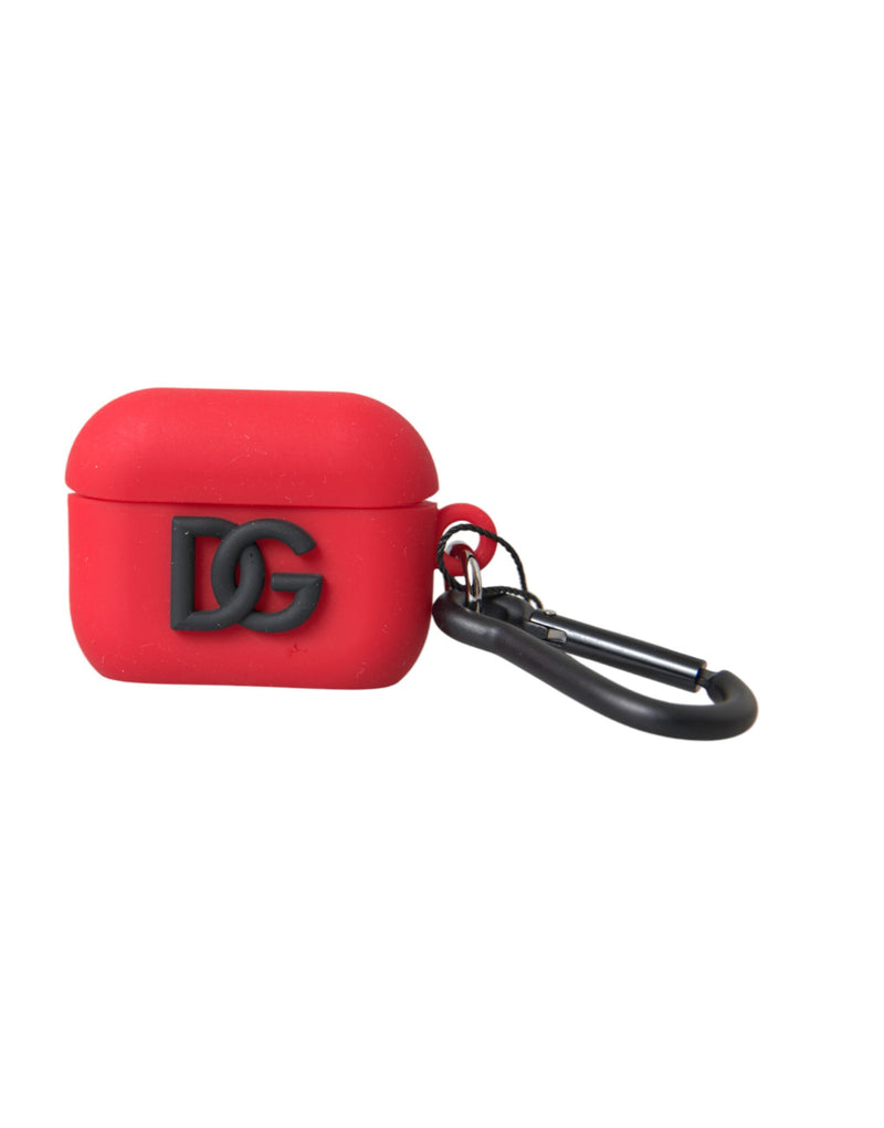 Red Silicone Rubber Logo Embossed Airpods Case Dolce & Gabbana