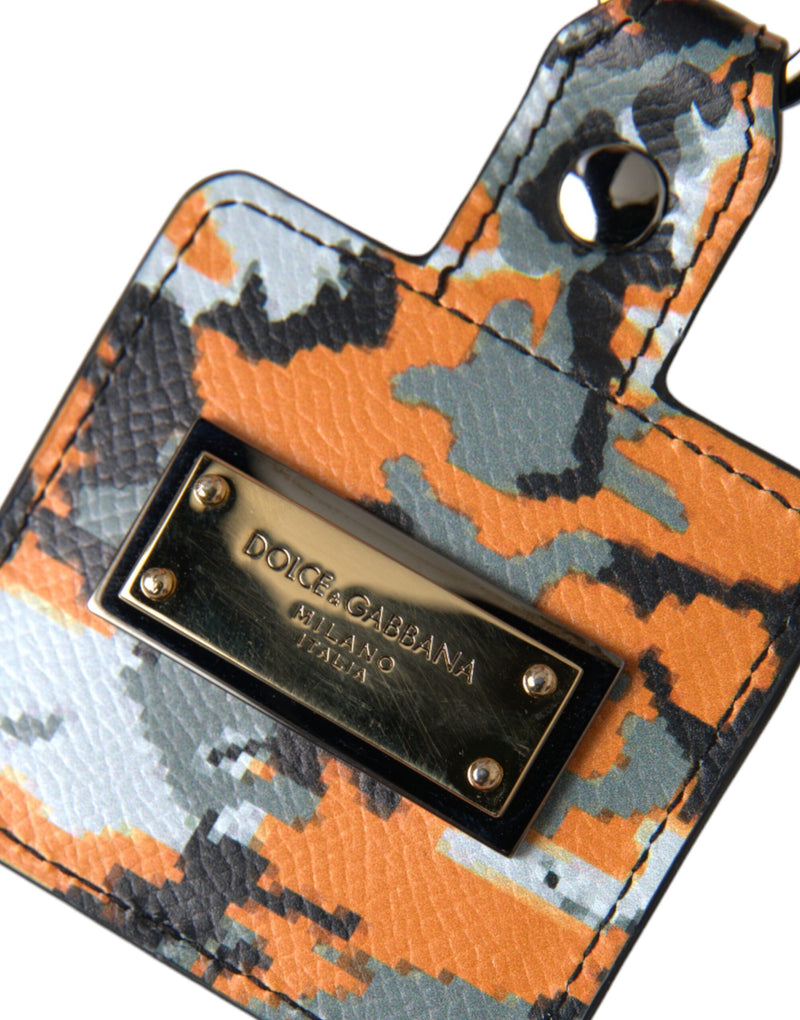 Multicolor Camouflage Print Leather Logo Metal Airpods Case Dolce & Gabbana