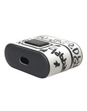 Black White Leather Scribble Embossed Logo Airpods Case Dolce & Gabbana