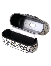 Black White Leather Scribble Embossed Logo Airpods Case Dolce & Gabbana