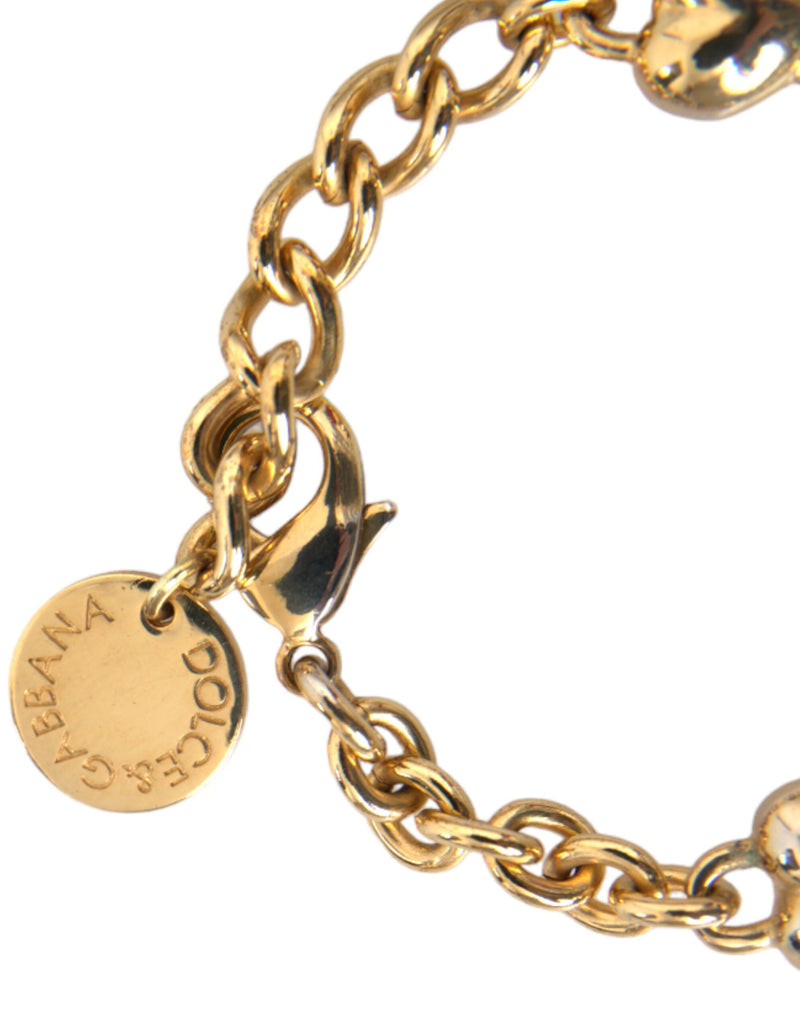 Gold Tone Brass Chain MY DOG Heart Bracelet Dolce & Gabbana