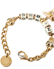 Gold Tone Brass Chain MY DOG Heart Bracelet Dolce & Gabbana