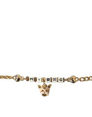 Gold Tone Brass Chain MY DOG Heart Bracelet Dolce & Gabbana