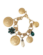 Gold Tone Brass Chain Crystal Women Bracelet Dolce & Gabbana