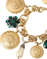 Gold Tone Brass Chain Crystal Women Bracelet Dolce & Gabbana