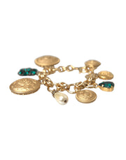 Gold Tone Brass Chain Crystal Women Bracelet Dolce & Gabbana