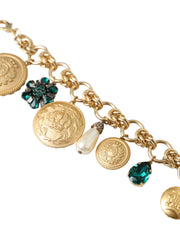 Gold Tone Brass Chain Crystal Women Bracelet Dolce & Gabbana