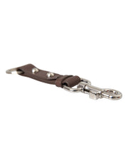 Brown Plain Leather Silver Brass Keyring Holder Keychain Dolce & Gabbana