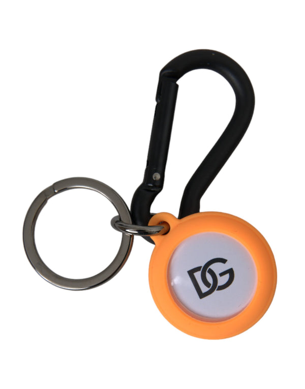 Orange Rubber DG Logo Round Brass Metal Keyring Keychain Dolce & Gabbana