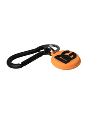 Orange Rubber DG Logo Round Brass Metal Keyring Keychain Dolce & Gabbana