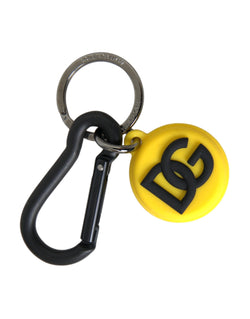 Yellow Rubber DG Logo Round Brass Metal Keyring Keychain Dolce & Gabbana