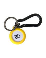 Yellow Rubber DG Logo Round Brass Metal Keyring Keychain Dolce & Gabbana