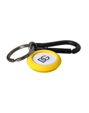 Yellow Rubber DG Logo Round Brass Metal Keyring Keychain Dolce & Gabbana