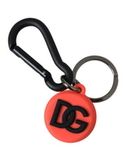 Red Orange Rubber DG Logo Round Metal Keyring Keychain Dolce & Gabbana