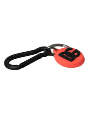 Red Orange Rubber DG Logo Round Metal Keyring Keychain Dolce & Gabbana