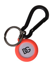 Red Orange Rubber DG Logo Round Metal Keyring Keychain Dolce & Gabbana